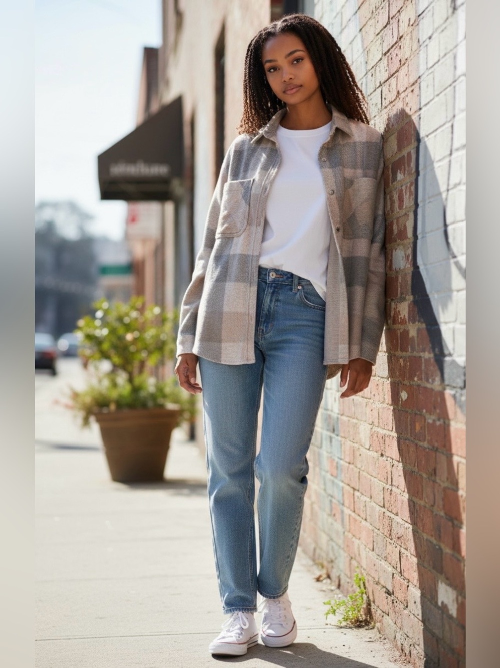 🍂 Cozy Plaid Jacket shirt | Neutral Layering Essential | Beachlunchlounge